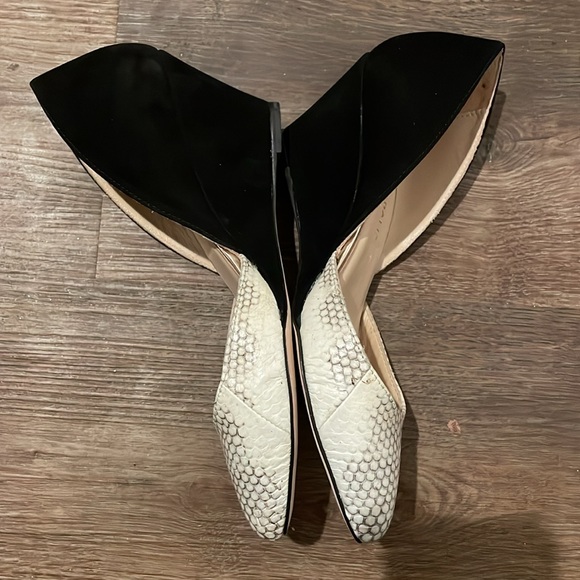 Loeffler Randall Black Suede and Snake Skin Print Black Wedge Heels - Picture 5 of 9